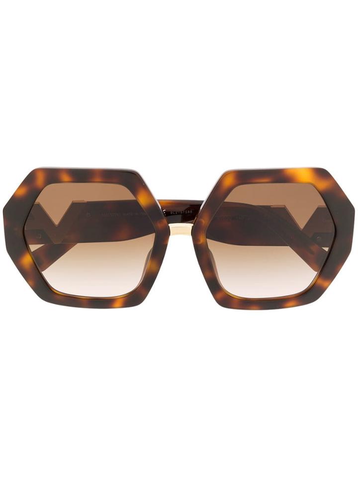 Valentino Eyewear Oversized Frame Sunglasses - Brown