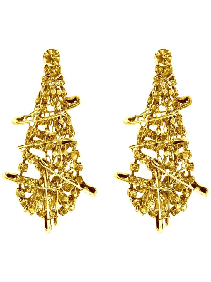 Tom Binns 'punk Chic' Safety Pin Earrings - Metallic