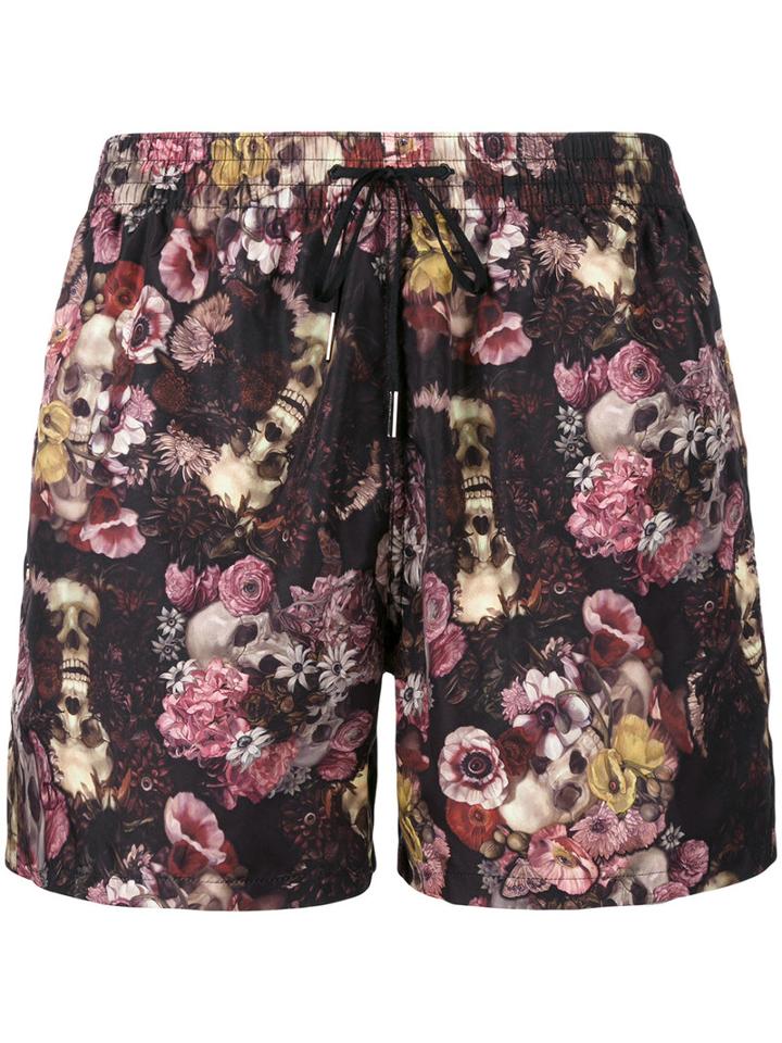 Nos Beachwear - Skulls Print Swim Shorts - Men - Polyamide - S, Grey, Polyamide