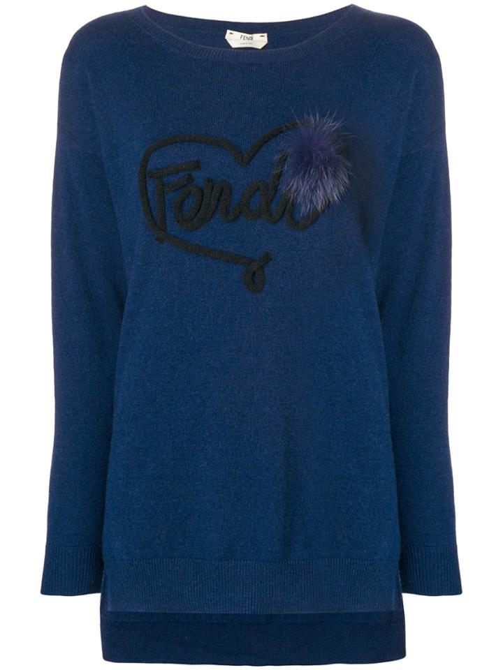 Fendi Logo Applique Jumper - Blue