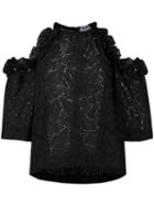 Msgm - Lace-detail Blouse - Women - Cotton/polyester - 40, Women's, Black, Cotton/polyester