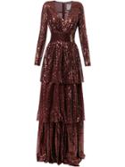 Ingie Paris Sequined Layered Gown