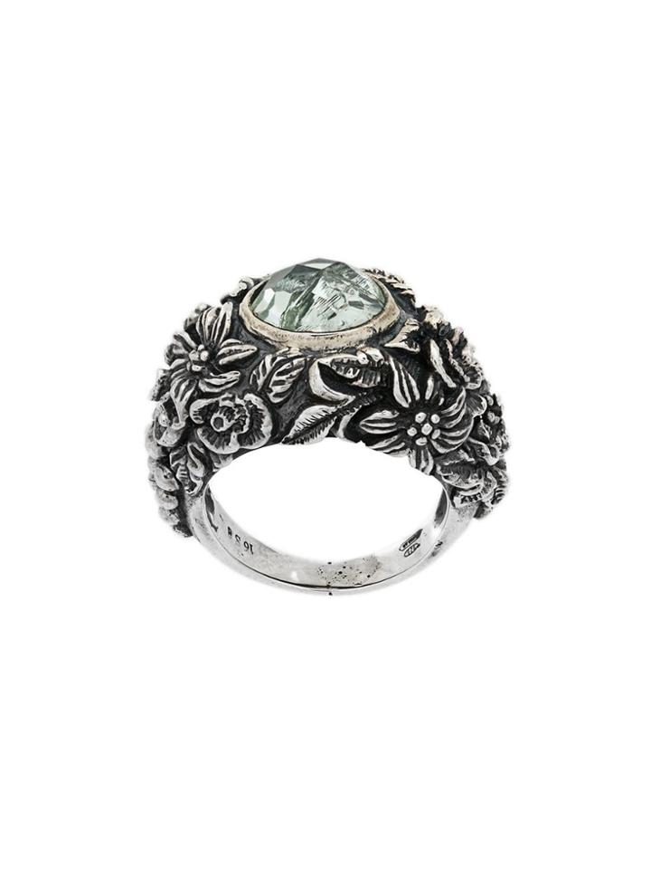 Ugo Cacciatori Gem And Foliage Solitary Ring - Metallic