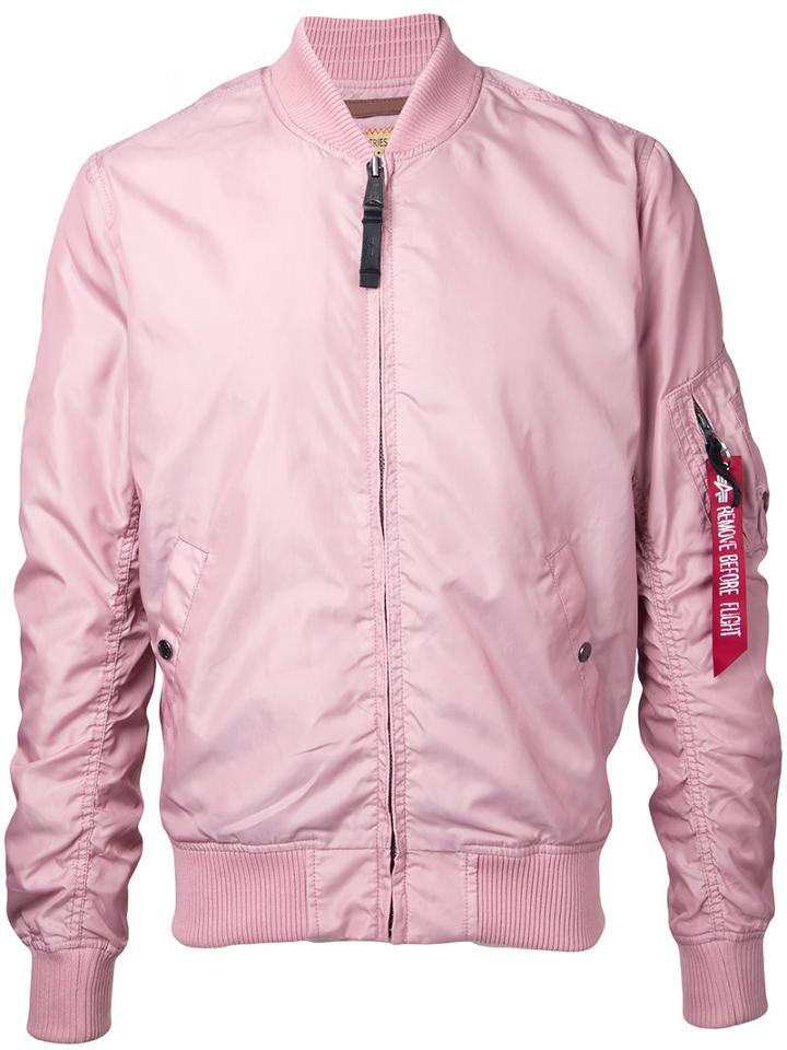 Alpha Industries Arm Pocket Bomber Jacket, Men's, Size: Large, Pink/purple, Nylon/polyester