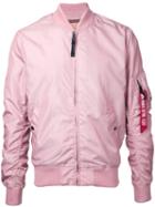 Alpha Industries Arm Pocket Bomber Jacket, Men's, Size: Large, Pink/purple, Nylon/polyester