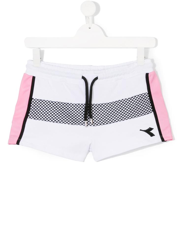 Diadora Junior Mesh Panels Track Shorts - White