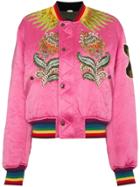 Gucci Embroidered Reversible Bomber Jacket - Pink & Purple