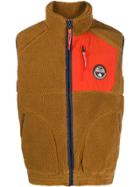 Napapijri Zip-up Pile Gilet - Brown