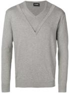 Les Hommes Double V-neck Sweater - Grey