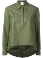 Semicouture - Plain Button Up Top - Women - Cotton - 40, Green, Cotton