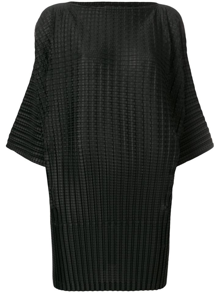 Pleats Please By Issey Miyake Textured Crop Sleeve Top - Black