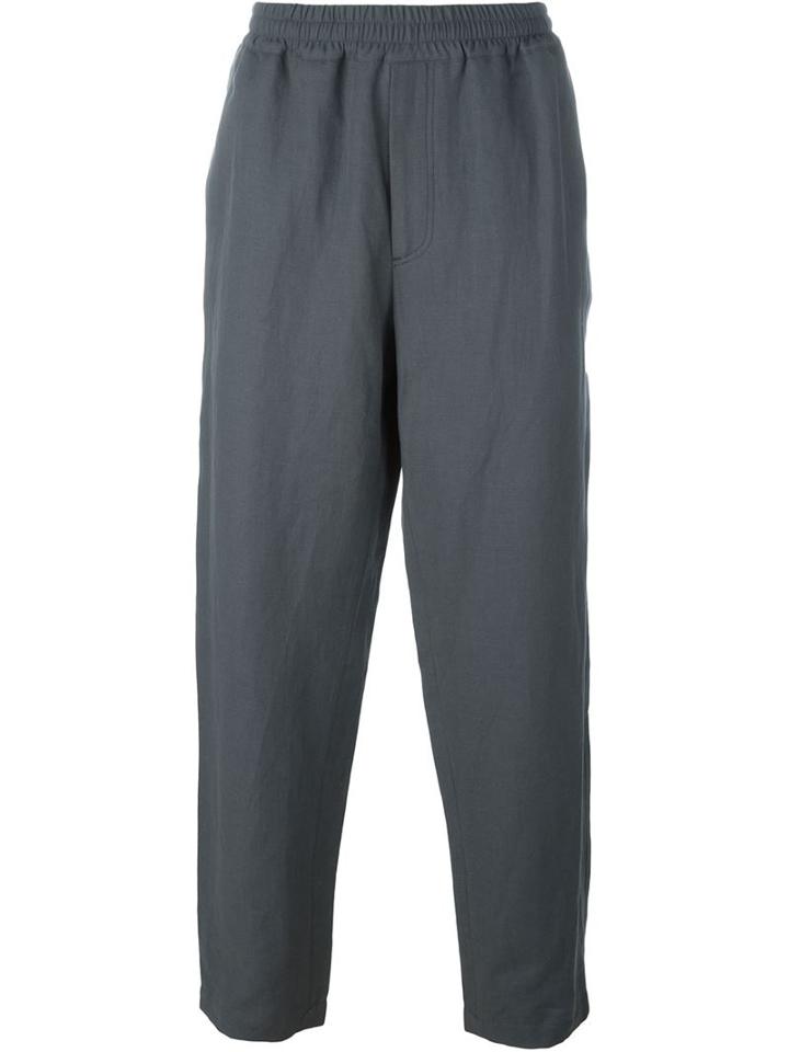 Msgm Elastic Waistband Trousers, Men's, Size: 50, Grey, Linen/flax/cotton