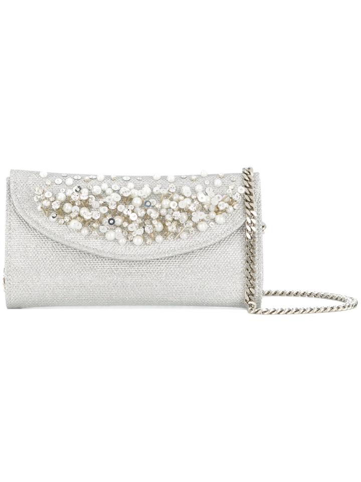 Casadei Pearl Embellished Clutch - Grey