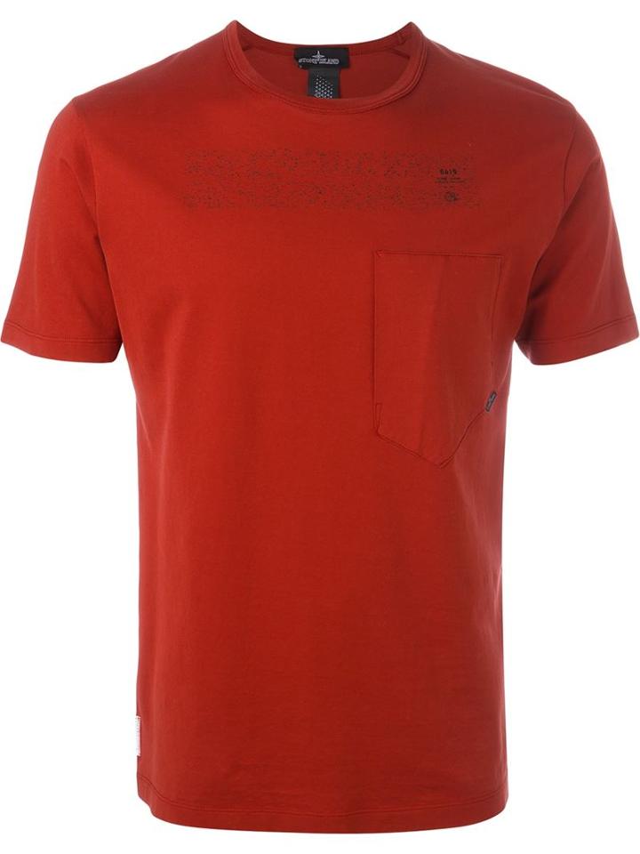 Stone Island Shadow Project Geometric Print T-shirt, Men's, Size: S, Red, Cotton
