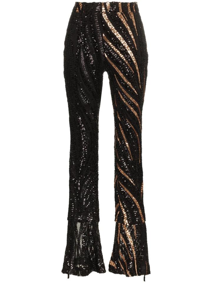 Halpern Sequin Embellished Slim Fit Trousers - Black