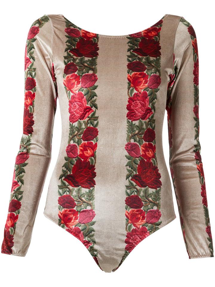 Cecilia Prado - Velvet Bodysuit - Women - Polyester/spandex/elastane - P, Nude/neutrals, Polyester/spandex/elastane