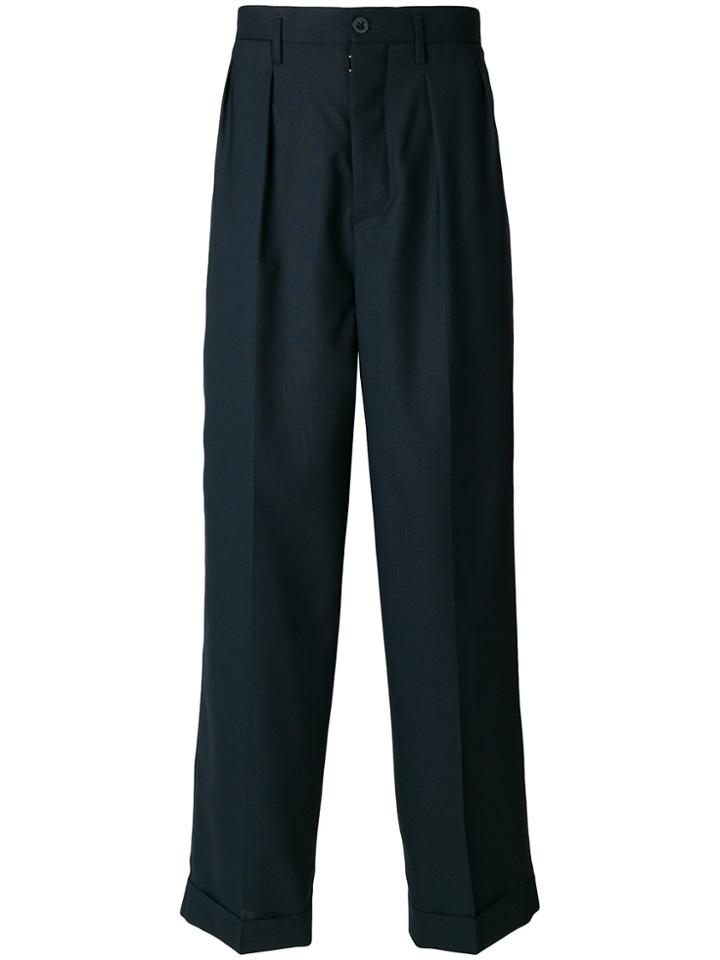 Maison Margiela High Waisted Loose Fit Trousers - Blue