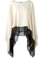 Twin-set Lace-trim Poncho, Women's, Nude/neutrals, Acrylic