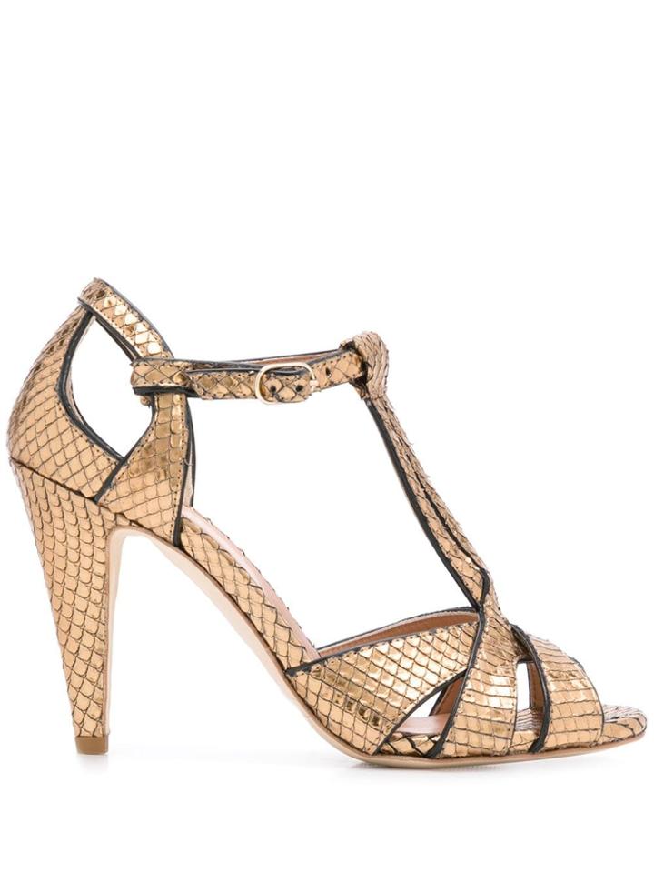 Twin-set Textured High Heel Sandals - Brown