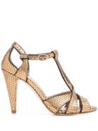 Twin-set Textured High Heel Sandals - Brown