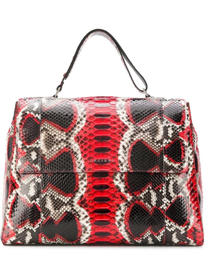 Orciani Snakeskin Effect Tote Bag - Red