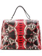 Orciani Snakeskin Effect Tote Bag - Red