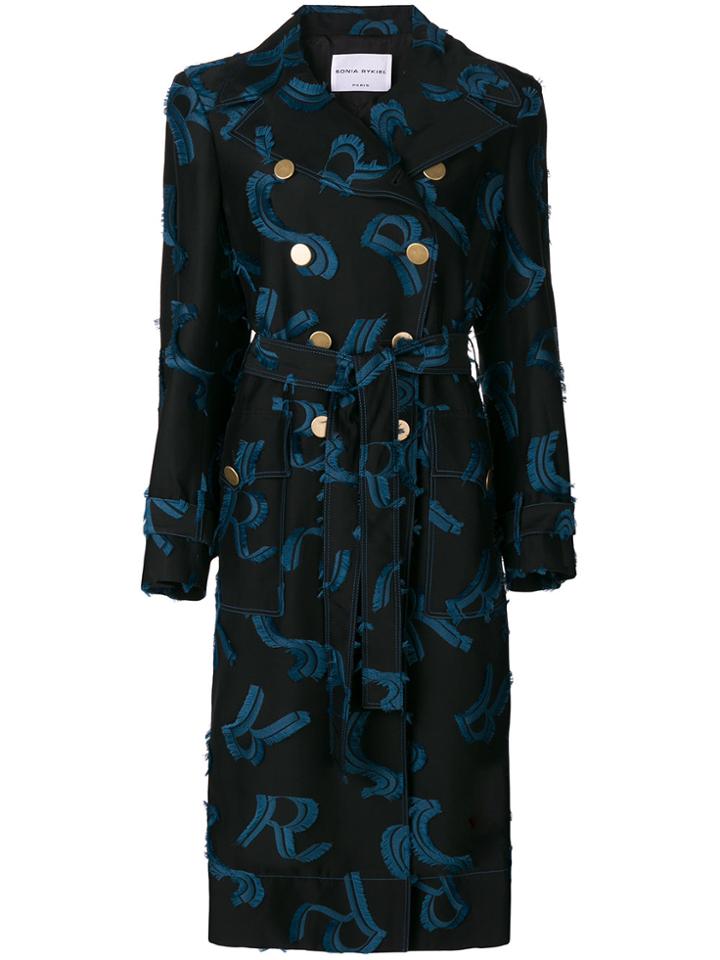 Sonia Rykiel Monogram Print Trench Coat - Black