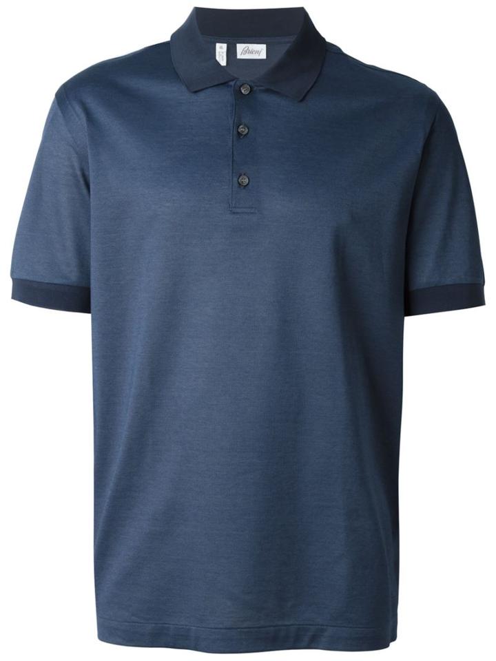 Brioni Classic Polo Shirt, Men's, Size: Xl, Blue, Cotton
