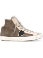 Philippe Model Logo Patch Hi-top Sneakers, Men's, Size: 42, Grey, Chamois Leather/rubber