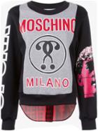 Moschino Tartan Insert Logo Sweatshirt, Women's, Size: 42, Grey, Cotton/polyamide/wool/other Fibers