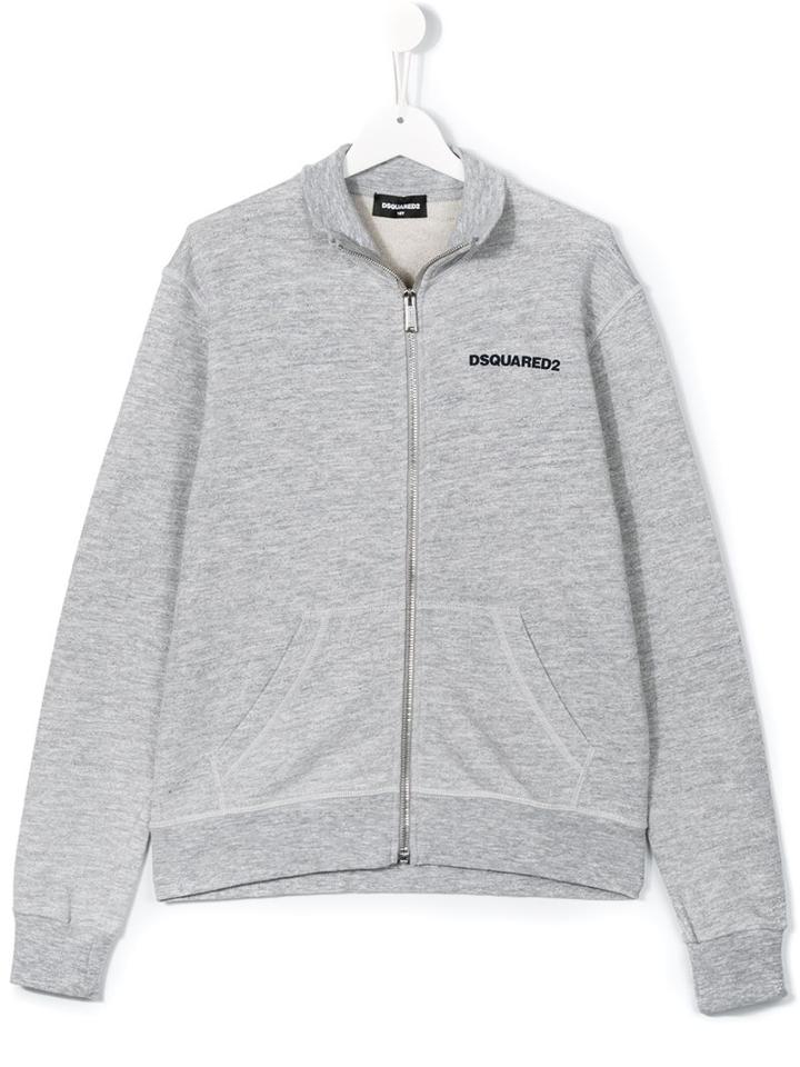 Dsquared2 Kids Twins On The Edge Print Bomber Jacket, Boy's, Size: 14 Yrs, Grey