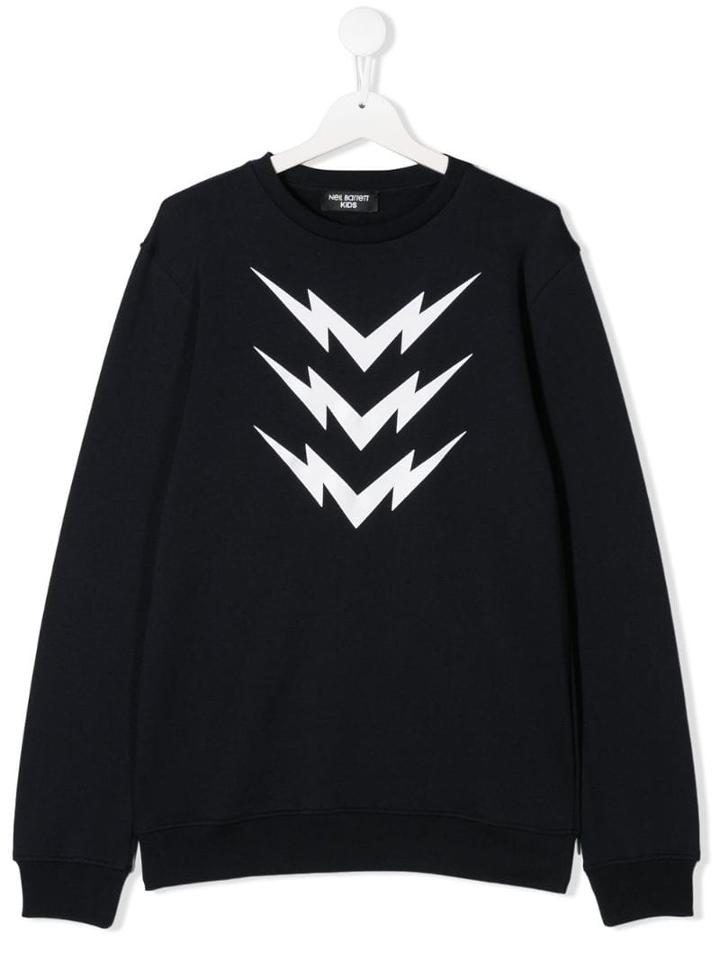 Neil Barrett Kids Teen Lightning Print Sweatshirt - Blue