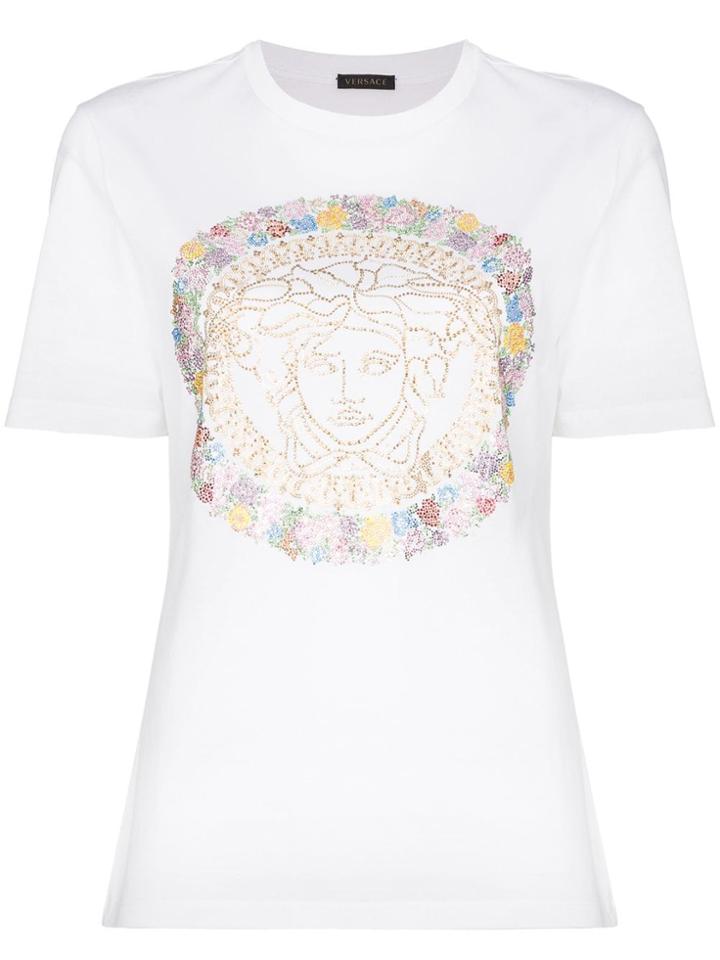 Versace Medusa Icon Print Cotton T-shirt - White