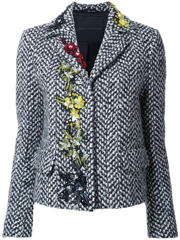 Ermanno Scervino Embellished Blazer, Women's, Size: 40, Black, Polyester/polyamide/alpaca/wool