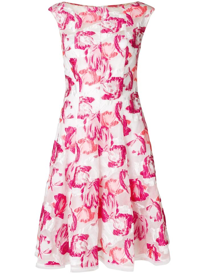 Talbot Runhof Tulip Print Flared Dress - White