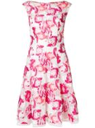 Talbot Runhof Tulip Print Flared Dress - White