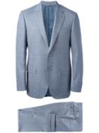 Canali Plaid Two-piece Suit, Men's, Size: 48, Grey, Wool/cupro
