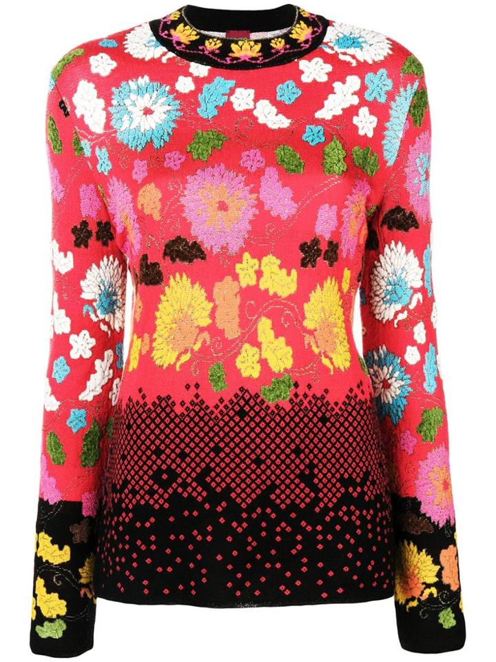 Kenzo Vintage Intarsia Knit Jumper - Red