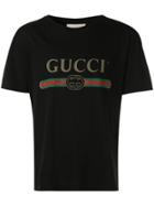 Gucci Gg Logo Print T-shirt - Black