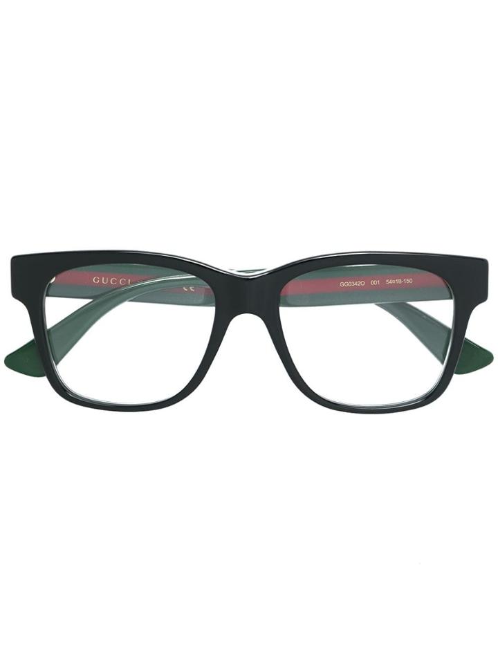 Gucci Eyewear Web Arm Square Glasses - Black