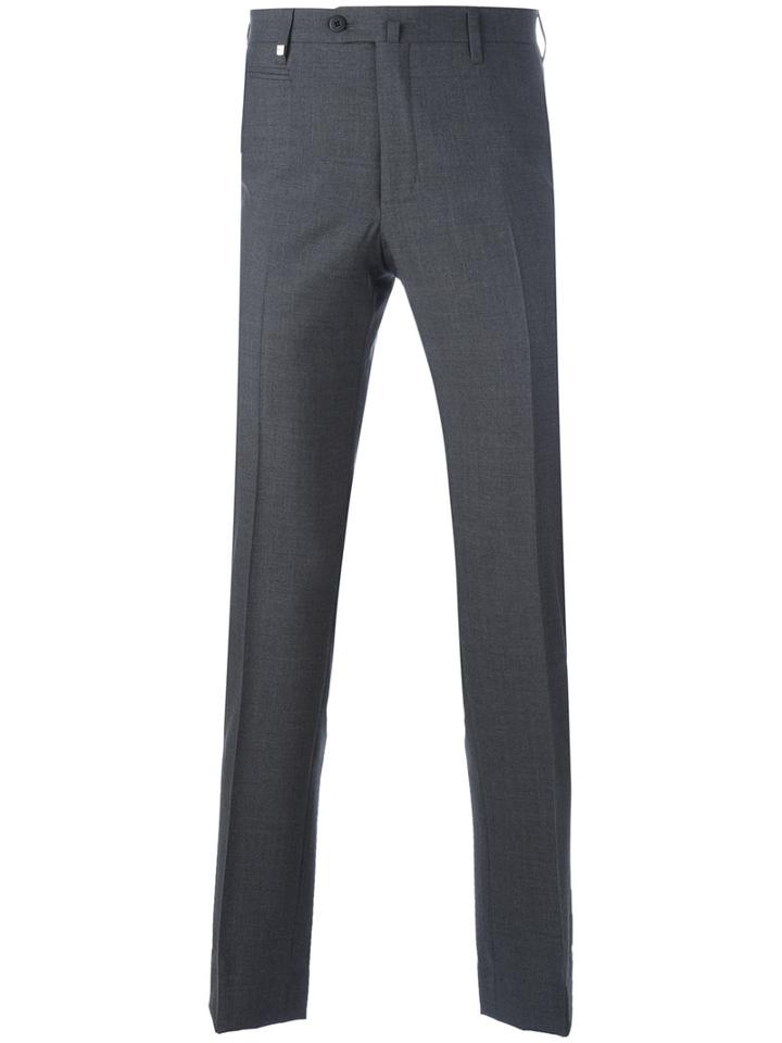 Corneliani Straight Trousers, Men's, Size: 50, Grey, Virgin Wool