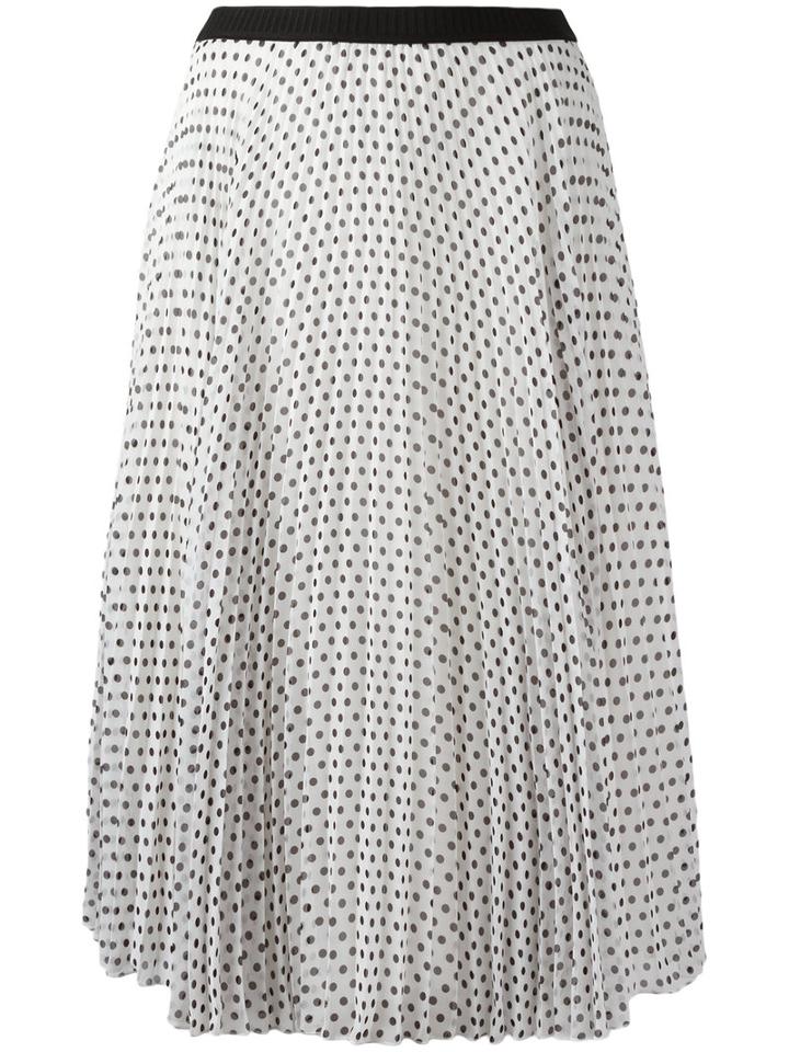 I'm Isola Marras Polka Dot Pleated Skirt, Women's, Size: 40, White, Polyester/acetate/viscose