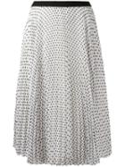 I'm Isola Marras Polka Dot Pleated Skirt, Women's, Size: 40, White, Polyester/acetate/viscose