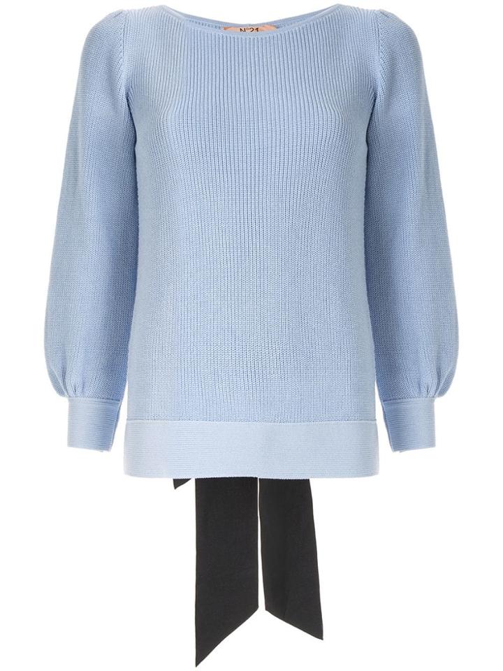 No21 Knit Sweater With Bow Ribbon - Blue