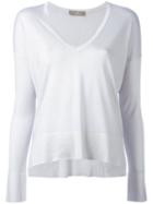 Cruciani - V-neck Jumper - Women - Silk/cashmere - 46, Blue, Silk/cashmere