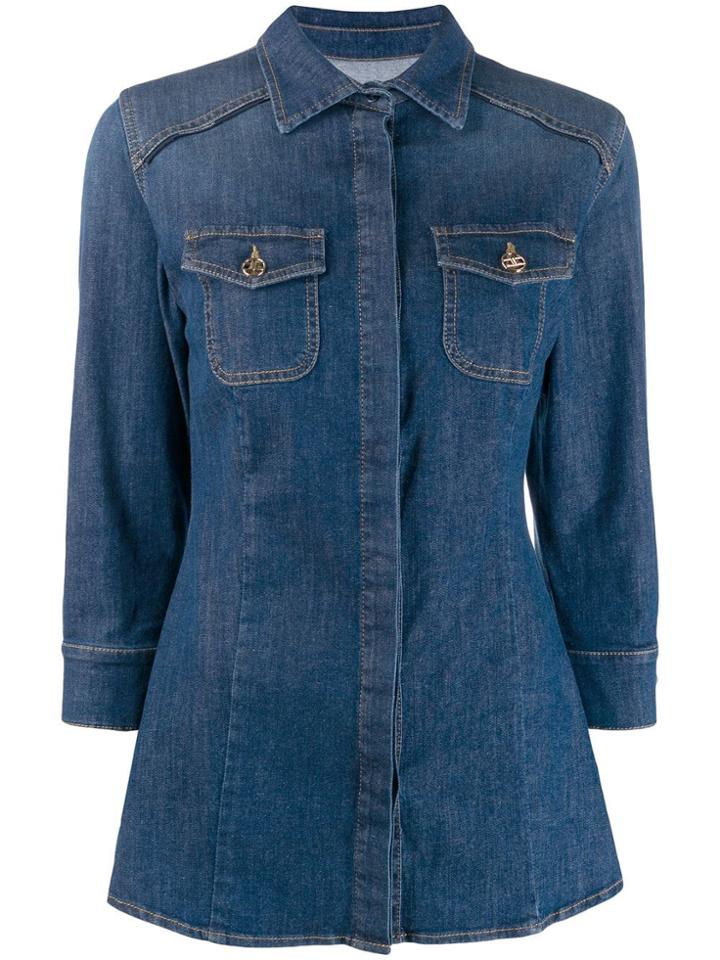 Elisabetta Franchi Fitted Denim Shirt - Blue