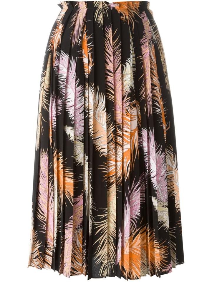 Emilio Pucci Feather Print Pleated Skirt