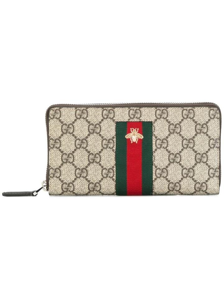 Gucci Web Gg Supreme Continental Wallet - Neutrals