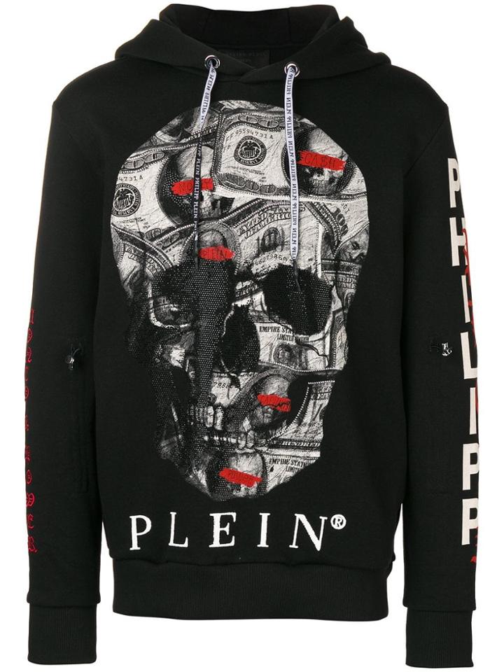 Philipp Plein Dollar Skull Print Hoodie - Black
