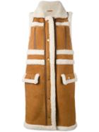 Carven Sleeveless Shearling Coat, Women's, Size: 38, Brown, Sheep Skin/shearling/acetate/viscose